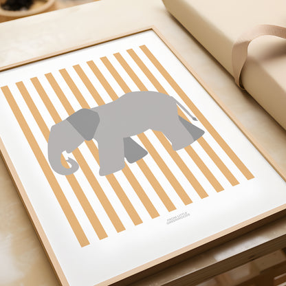 Children's Striped Elephant Print - Yellow
