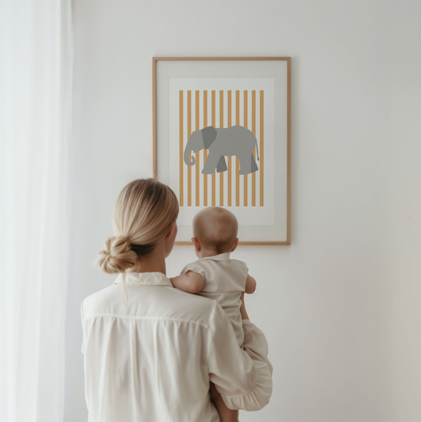 Children's Striped Elephant Print - Yellow