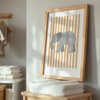 Children's Striped Elephant Print - Yellow