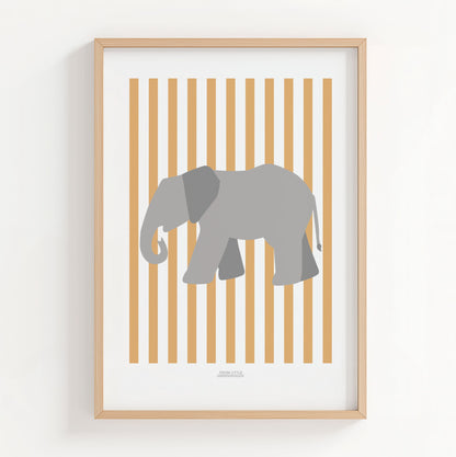 Children's Striped Elephant Print - Yellow