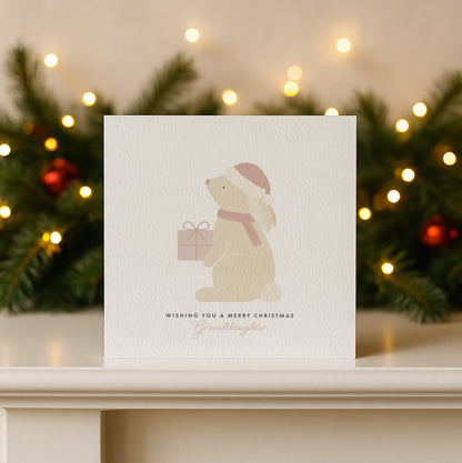 READY TO POST - Girl's Bunny Christmas Card - For Girl, Daughter, Granddaughter & Niece
