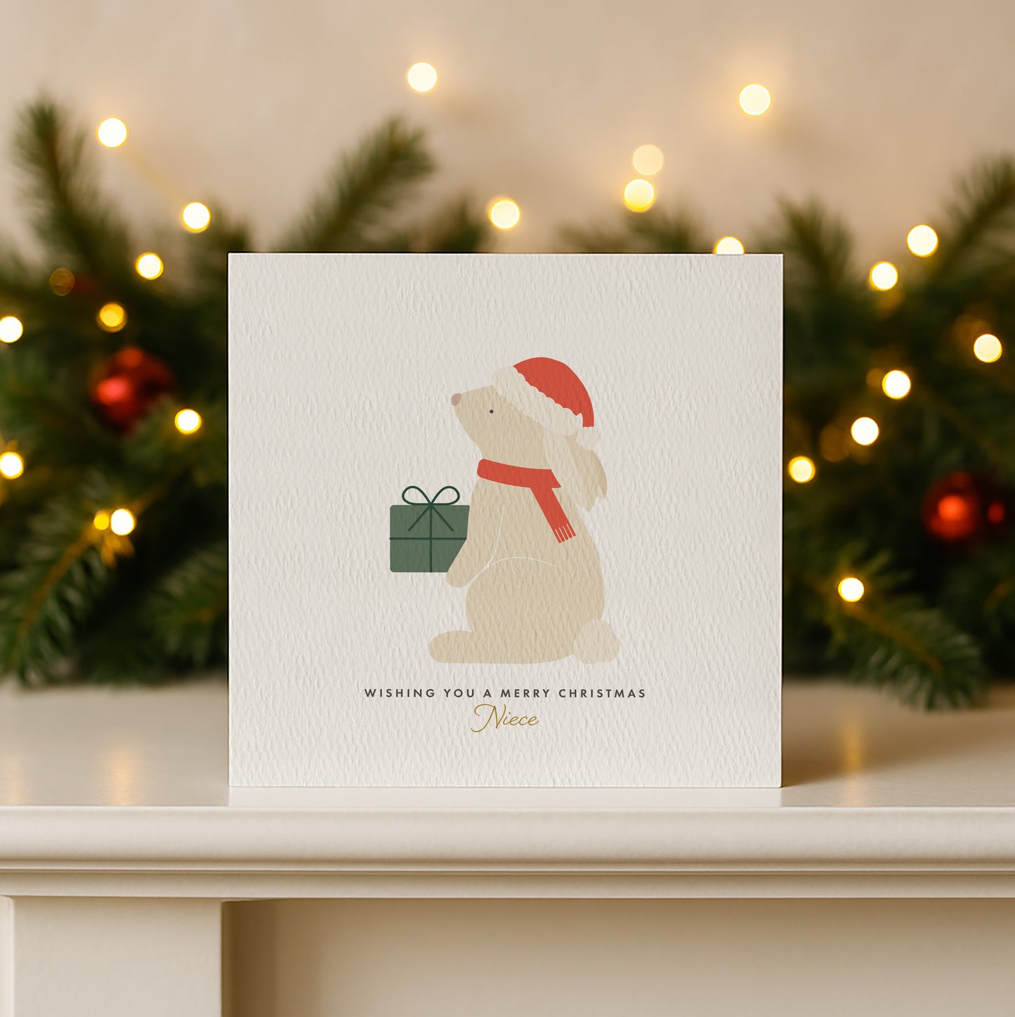READY TO POST - Bunny Christmas Card
