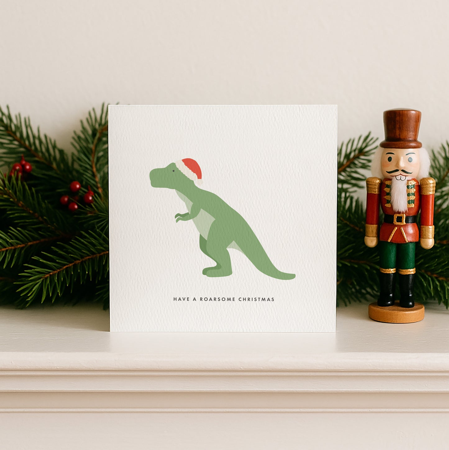 READY TO POST - T Rex Christmas Card