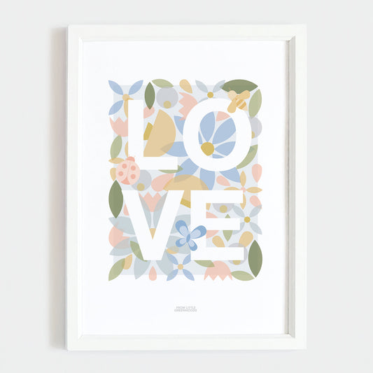 Floral Love Word Print