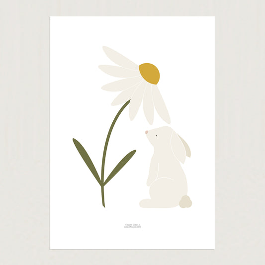 READY TO POST - A4 Bunny with Daisy Print