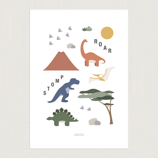 READY TO POST - A4 Dinosaur Print