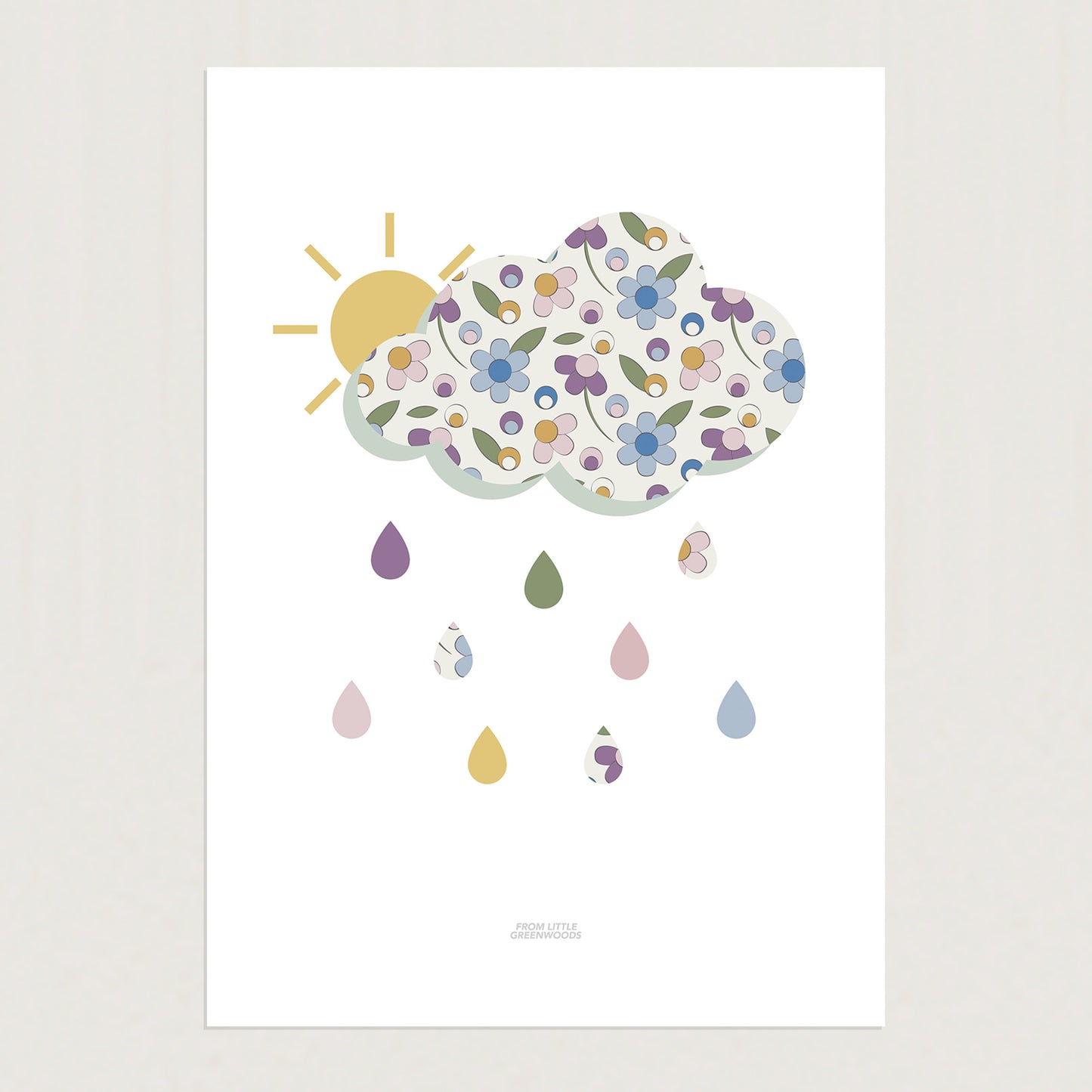 READY TO POST - A4 Ditsy Flower Cloud Print
