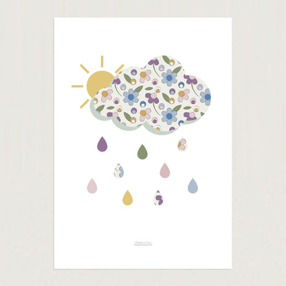 READY TO POST - A4 Ditsy Flower Cloud Print
