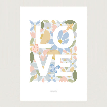 READY TO POST - A4 Floral Love Word Print