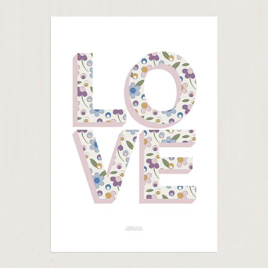 READY TO POST - A4 Ditsy Flower Love Print