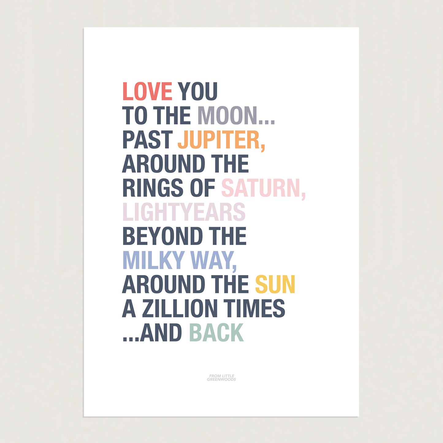 READY TO POST - A4 Love You to the Moon Print