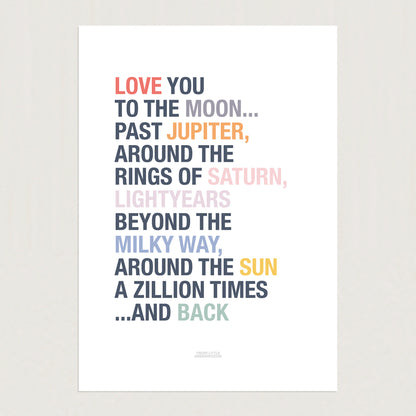 READY TO POST - A4 Love You to the Moon Print