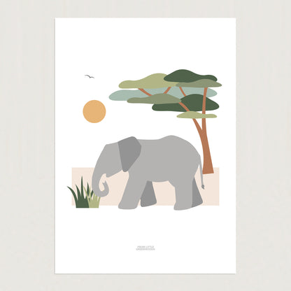 READY TO POST - A4 Elephant Safari Print