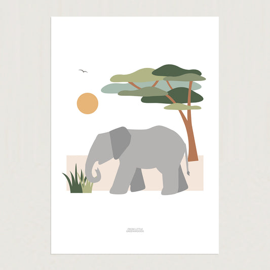 READY TO POST - A4 Elephant Safari Print