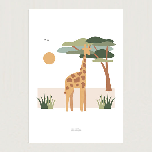 READY TO POST - A4 Giraffe Safari Print
