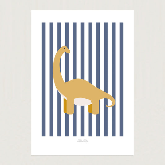 READY TO POST - A4 Striped Diplodocus Print