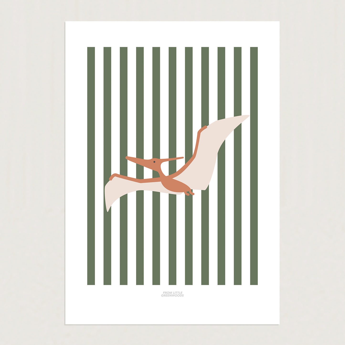 READY TO POST - A5 Striped Pterodactyl Print