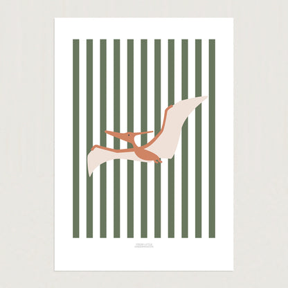 READY TO POST - A5 Striped Pterodactyl Print