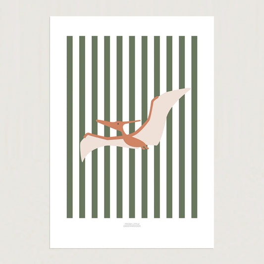 READY TO POST - A4 Striped Pterodactyl Print