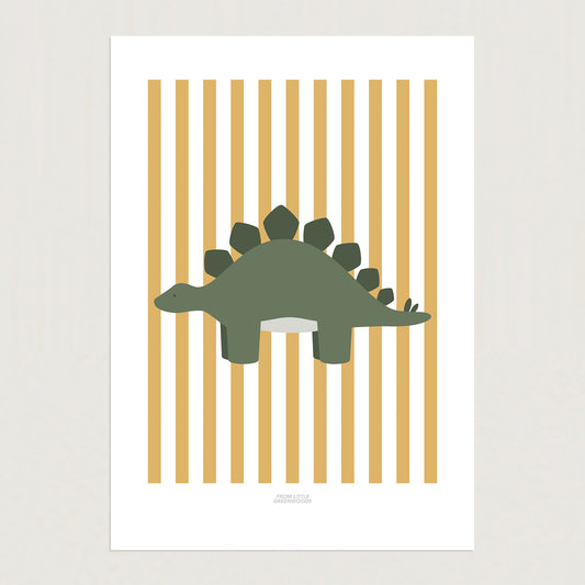 READY TO POST - A4 Striped Stegosaurus Print