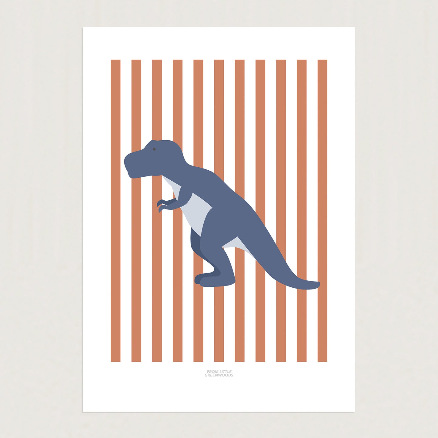 READY TO POST - A4 Striped T-Rex Print