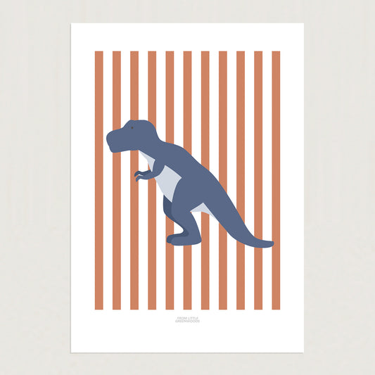 READY TO POST - A4 Striped T-Rex Print