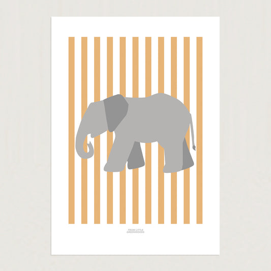 READY TO POST - A4 Striped Elephant Print