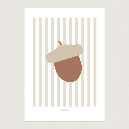 READY TO POST - A4 Striped Acorn Print