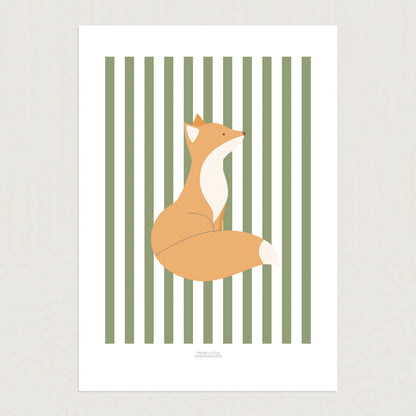 READY TO POST - A4 Striped Fox Print