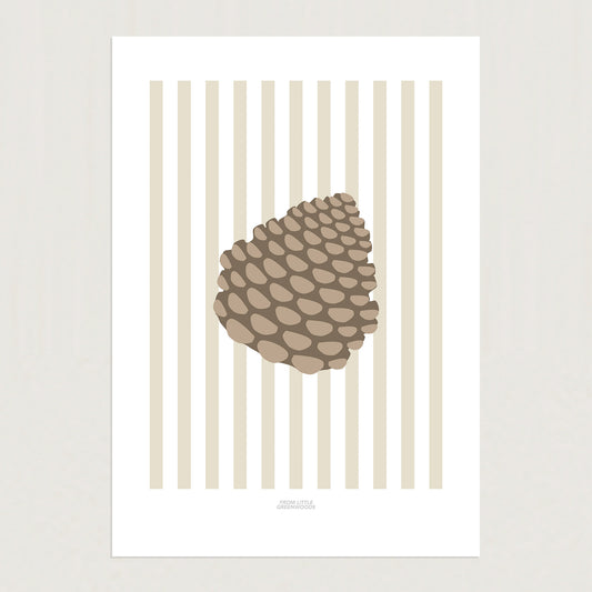 READY TO POST - A4 Striped Pinecone Print