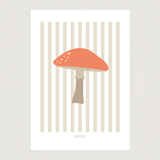 READY TO POST - A4 Striped Toadstool Print
