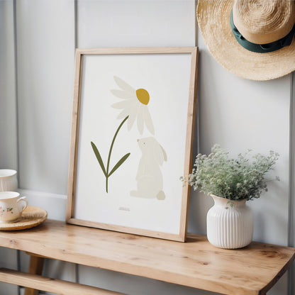 READY TO POST - A5 Bunny with Daisy Print