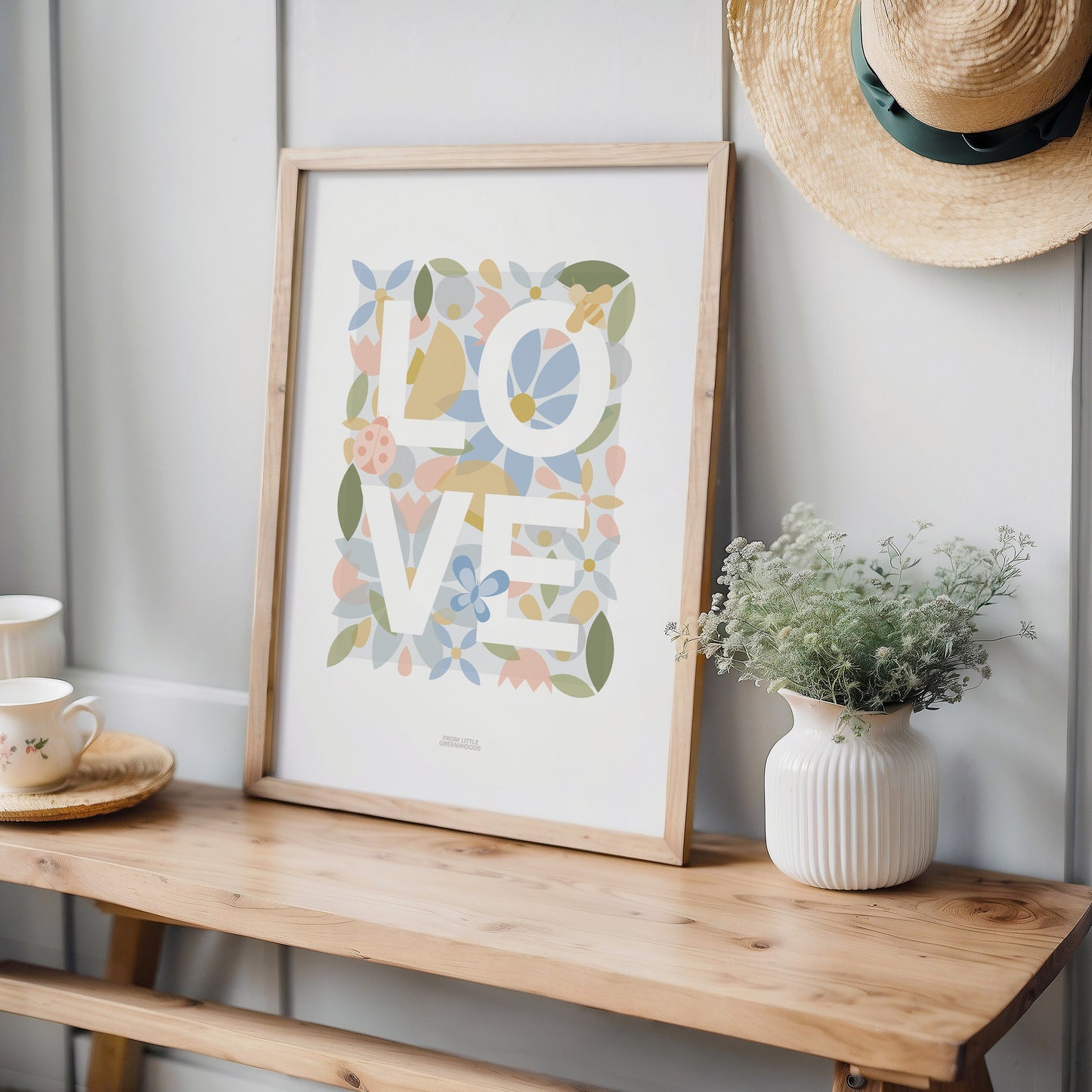 READY TO POST - A4 Floral Love Word Print