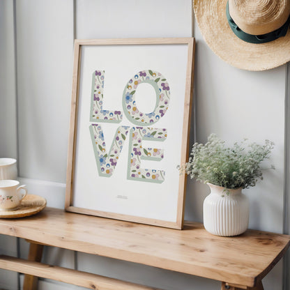 READY TO POST - A4 Ditsy Flower Love Print