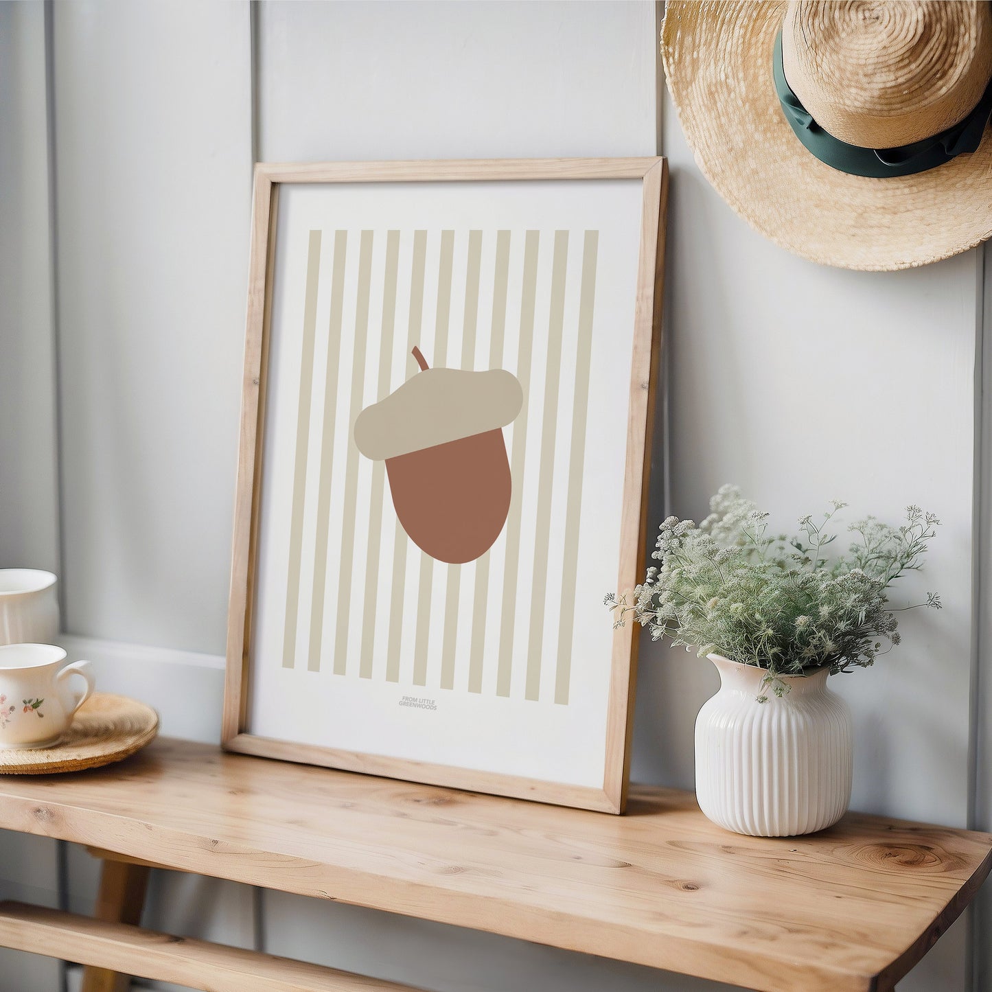 READY TO POST - A4 Striped Acorn Print