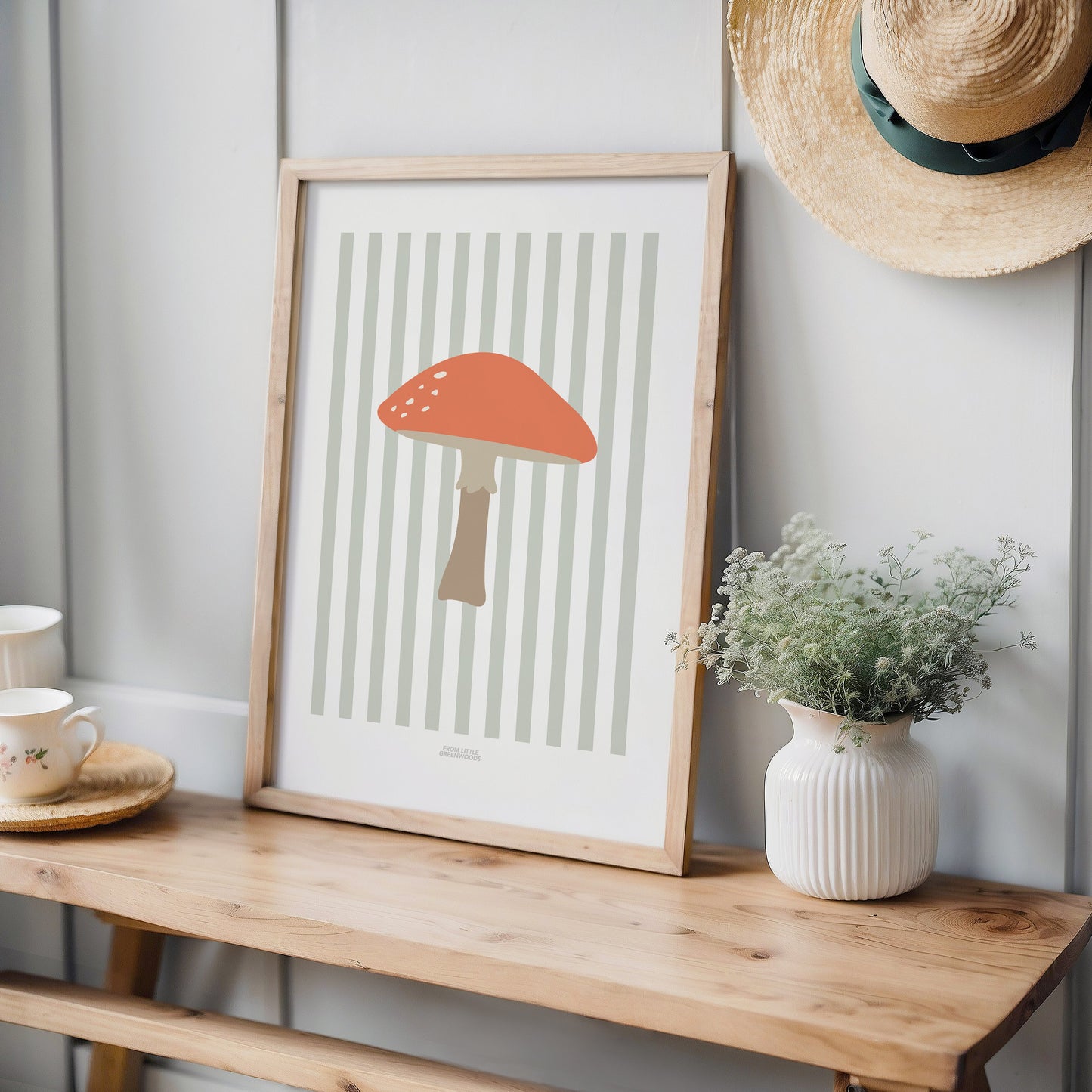 READY TO POST - A4 Striped Toadstool Print