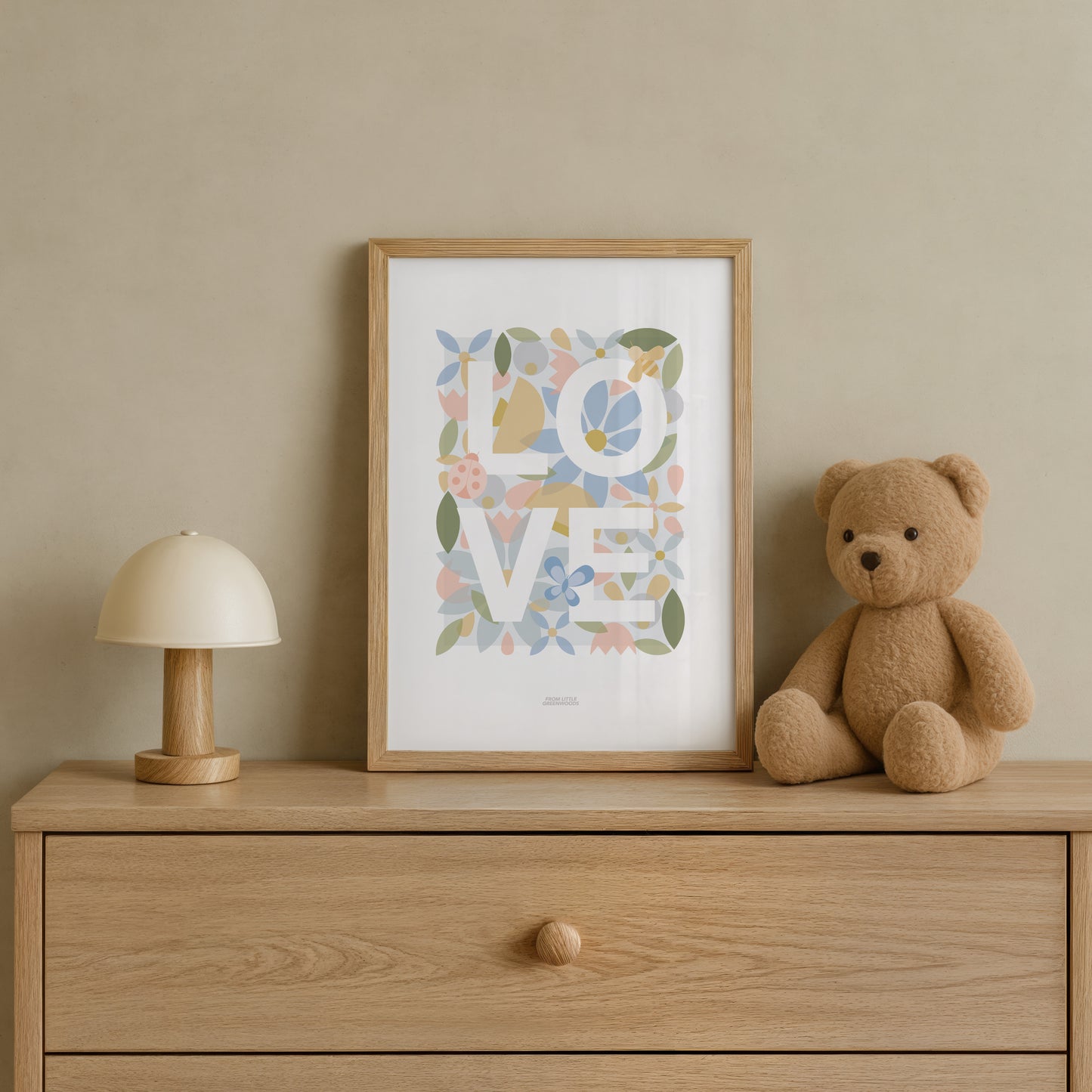 READY TO POST - A4 Floral Love Word Print