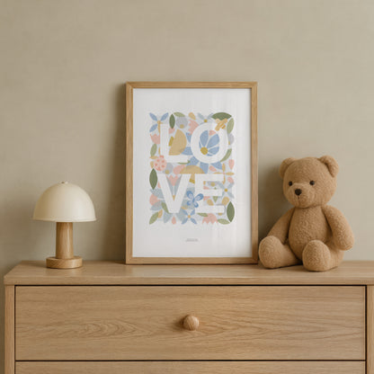 READY TO POST - A4 Floral Love Word Print