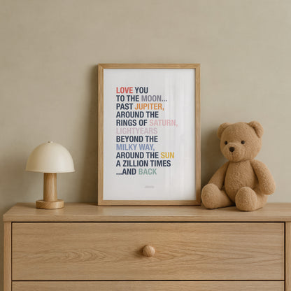 READY TO POST - A4 Love You to the Moon Print