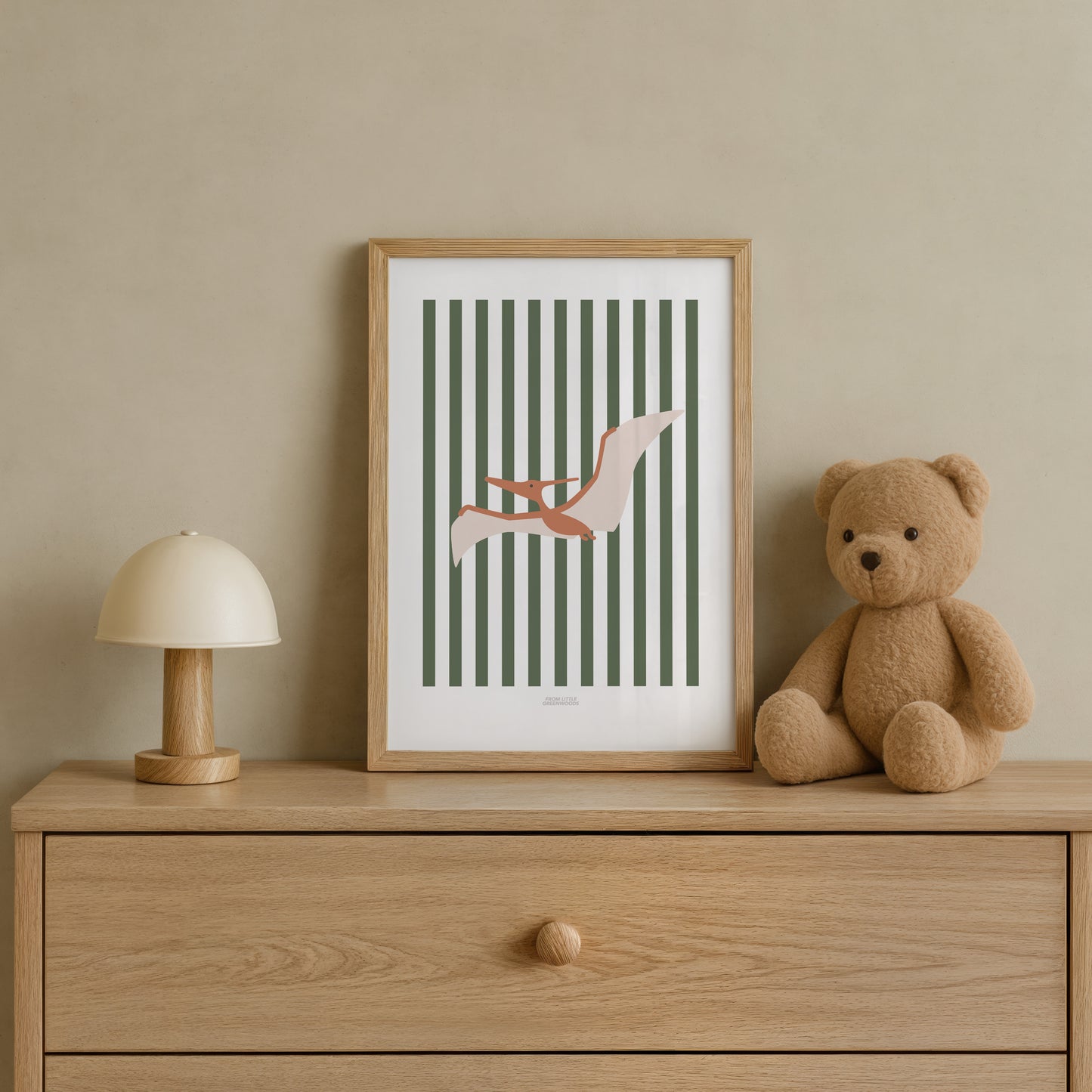 READY TO POST - A5 Striped Pterodactyl Print