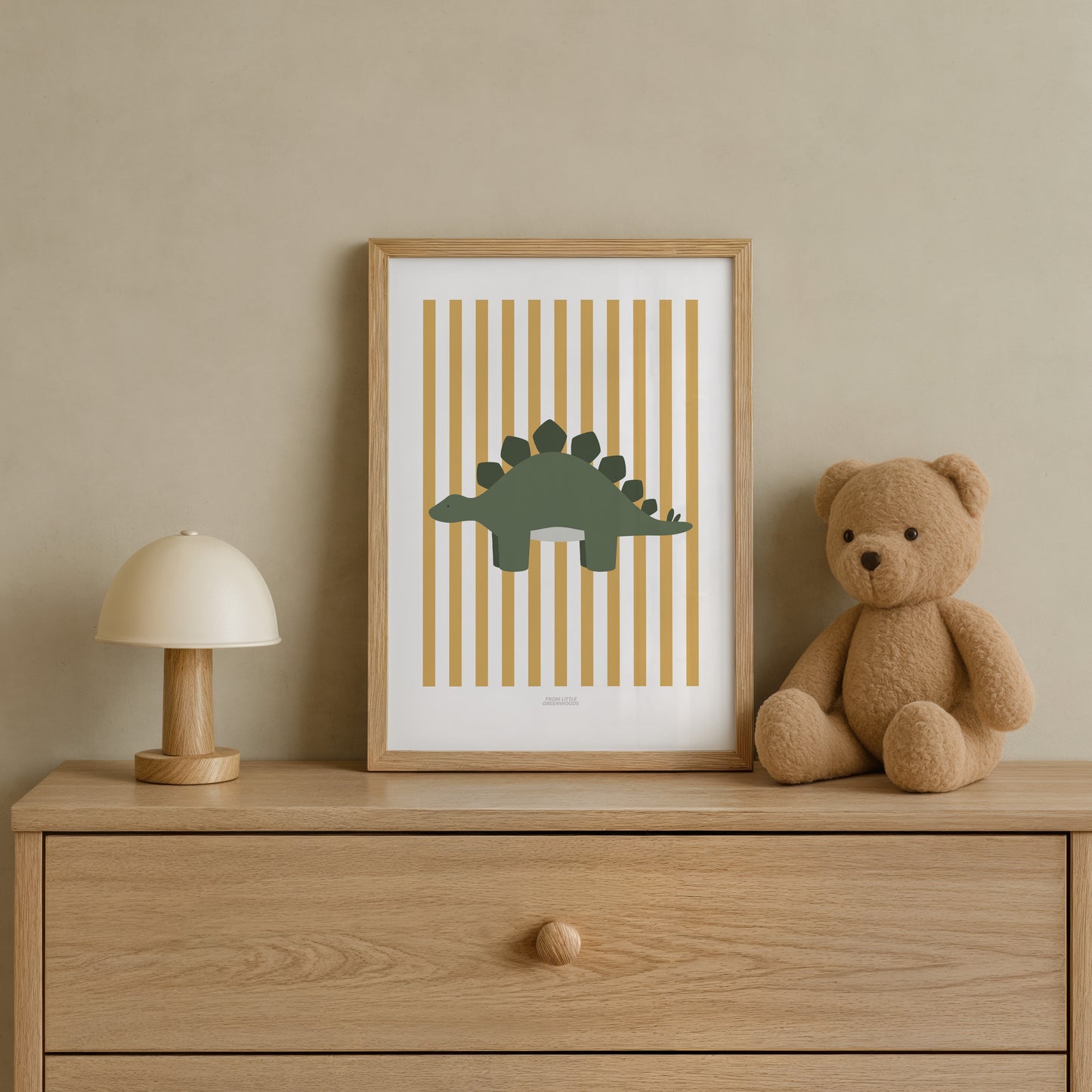 READY TO POST - A4 Striped Stegosaurus Print