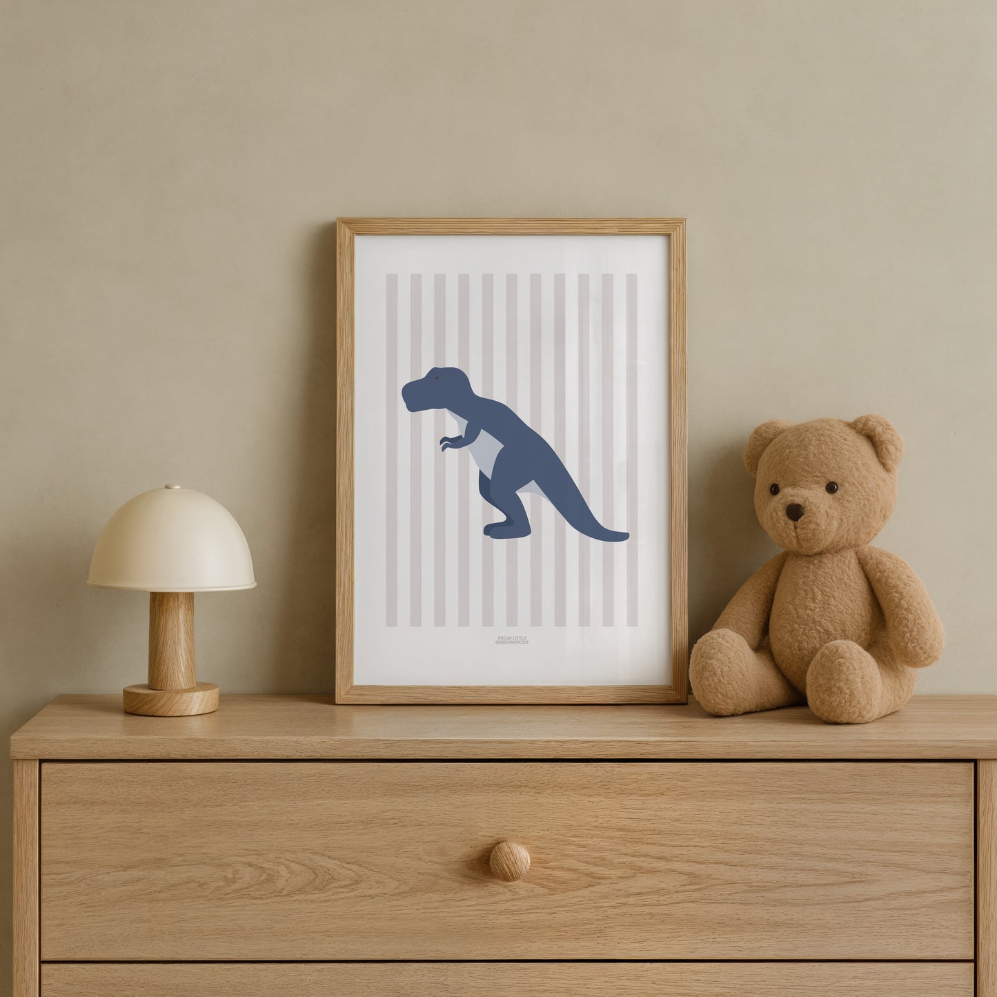 READY TO POST - A4 Striped T-Rex Print