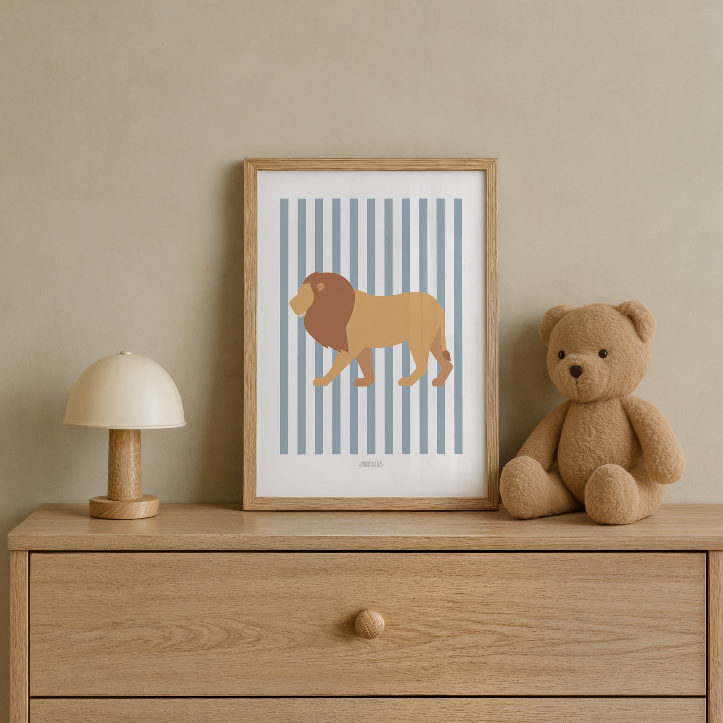 READY TO POST - A4 Striped Lion Print