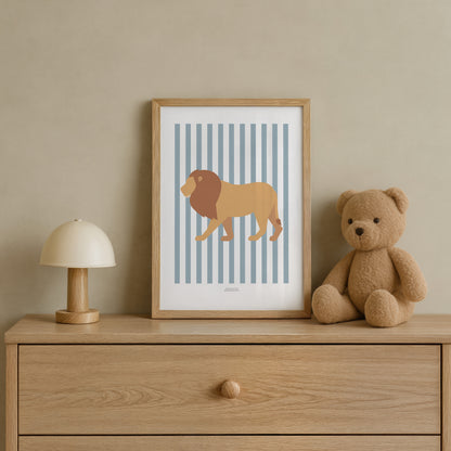 READY TO POST - A4 Striped Lion Print