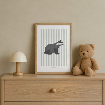 READY TO POST - A4 Striped Badger Print