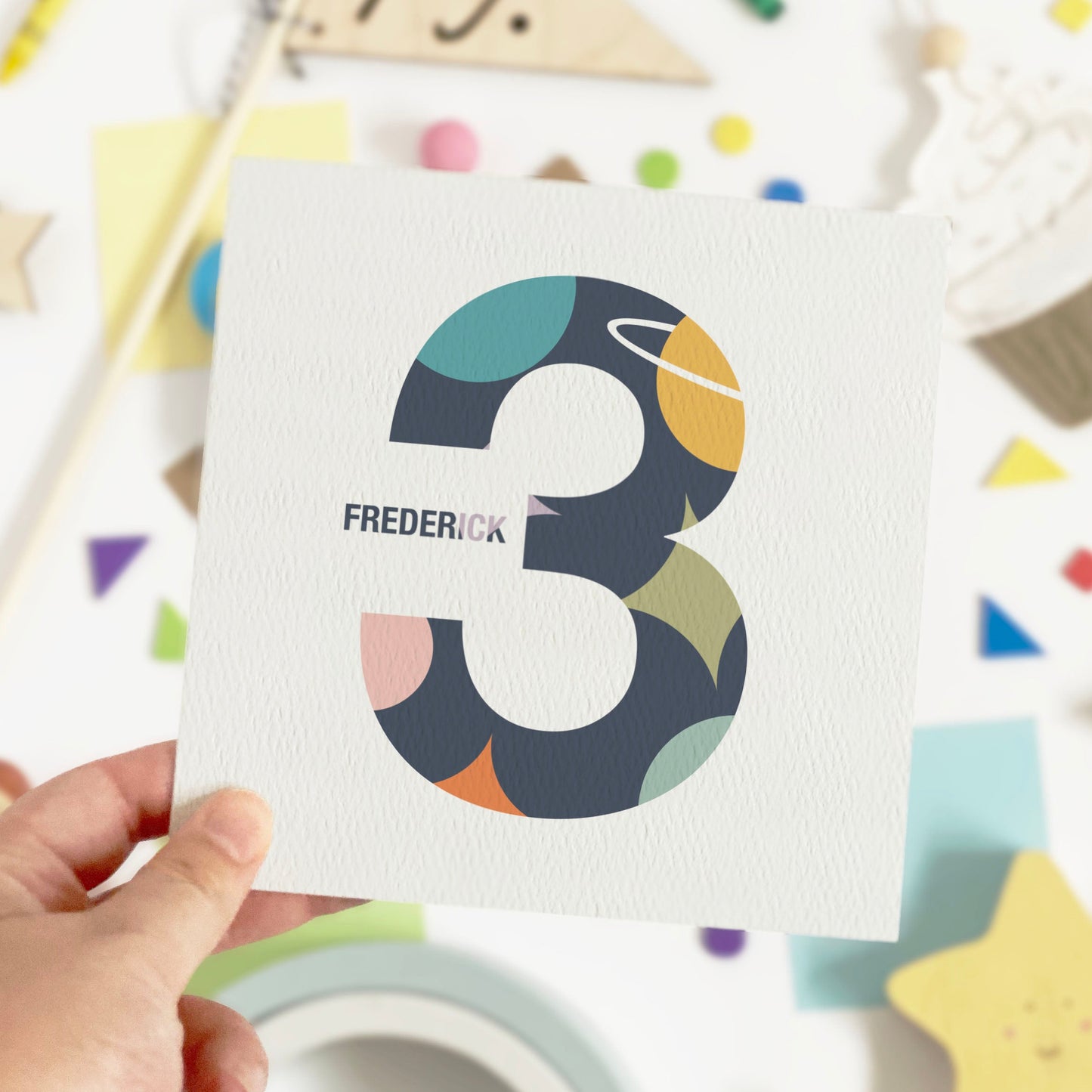 Children's Planets & Stars Age Birthday Card