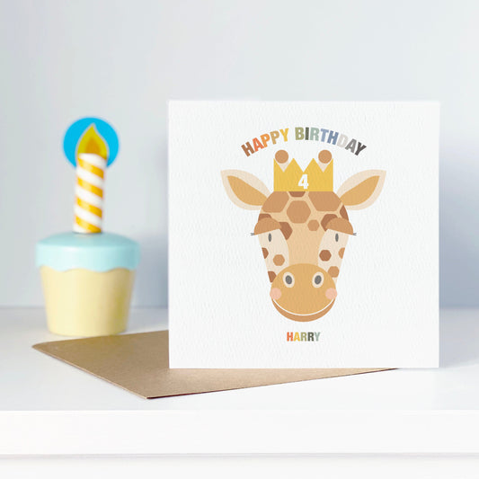 Boy's Giraffe Birthday Card
