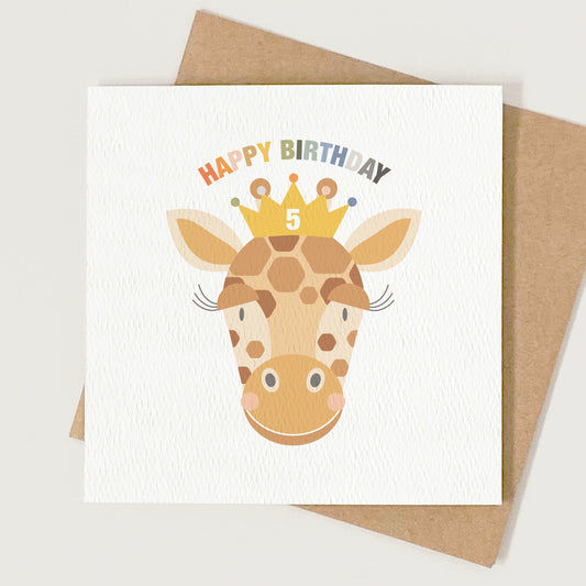 Girl's Princess Giraffe Birthday Card