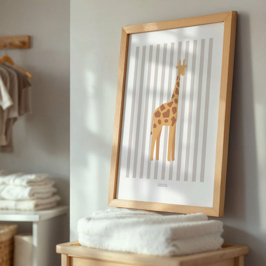 Children's Striped Giraffe Print - Grey
