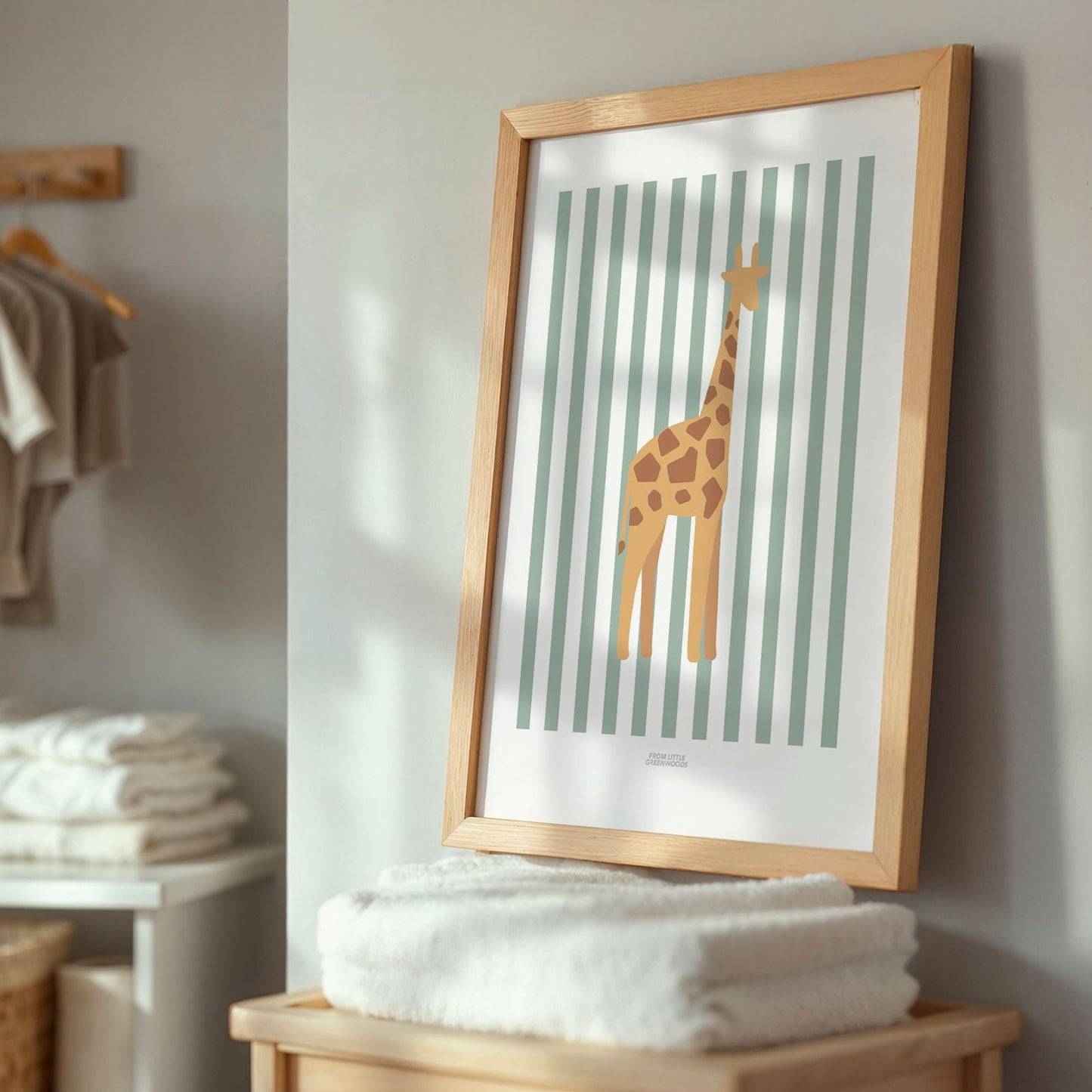 Children's Striped Giraffe Print - Teal